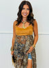 Camel & Leopard Sheer Midi Dress (Reg. and Plus)