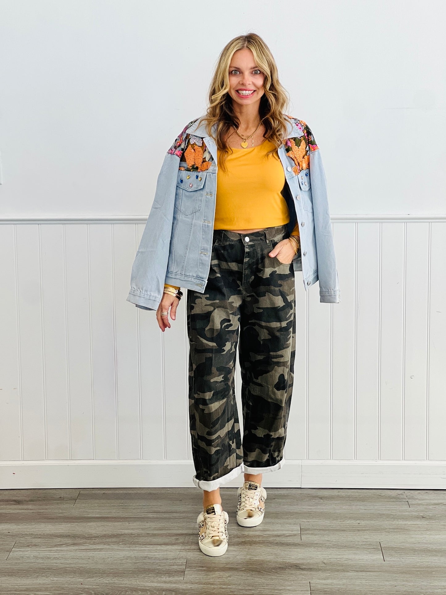 Light Denim Elite Embellished Jacket (Reg & Plus)