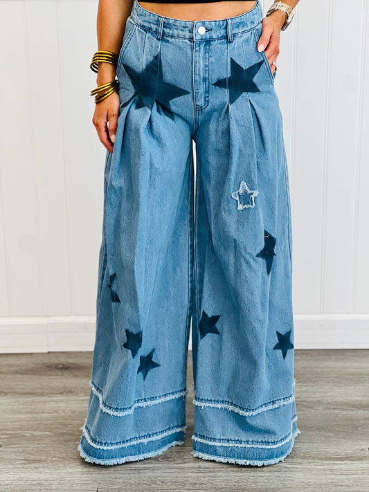 Mineral Washed Denim Star Pants (Reg & Plus)