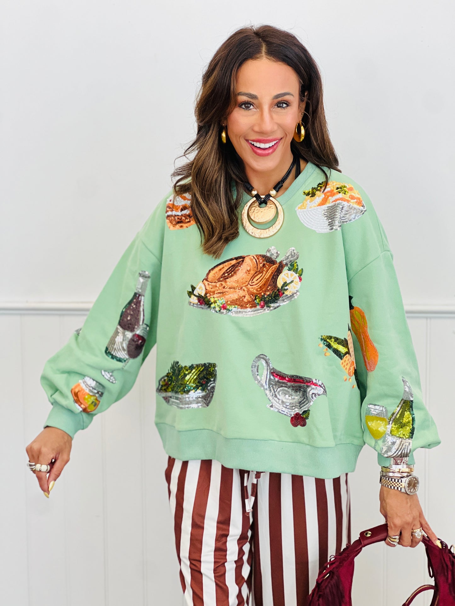 Queen Of Sparkles Mint Queen of Turkey Sweatshirt (Reg. and Plus)