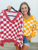 Washed Checkerboard Sweatshirt (Reg & Plus)-2 Colors