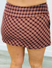 Burgundy Check Mid Rise Skort (Reg.)