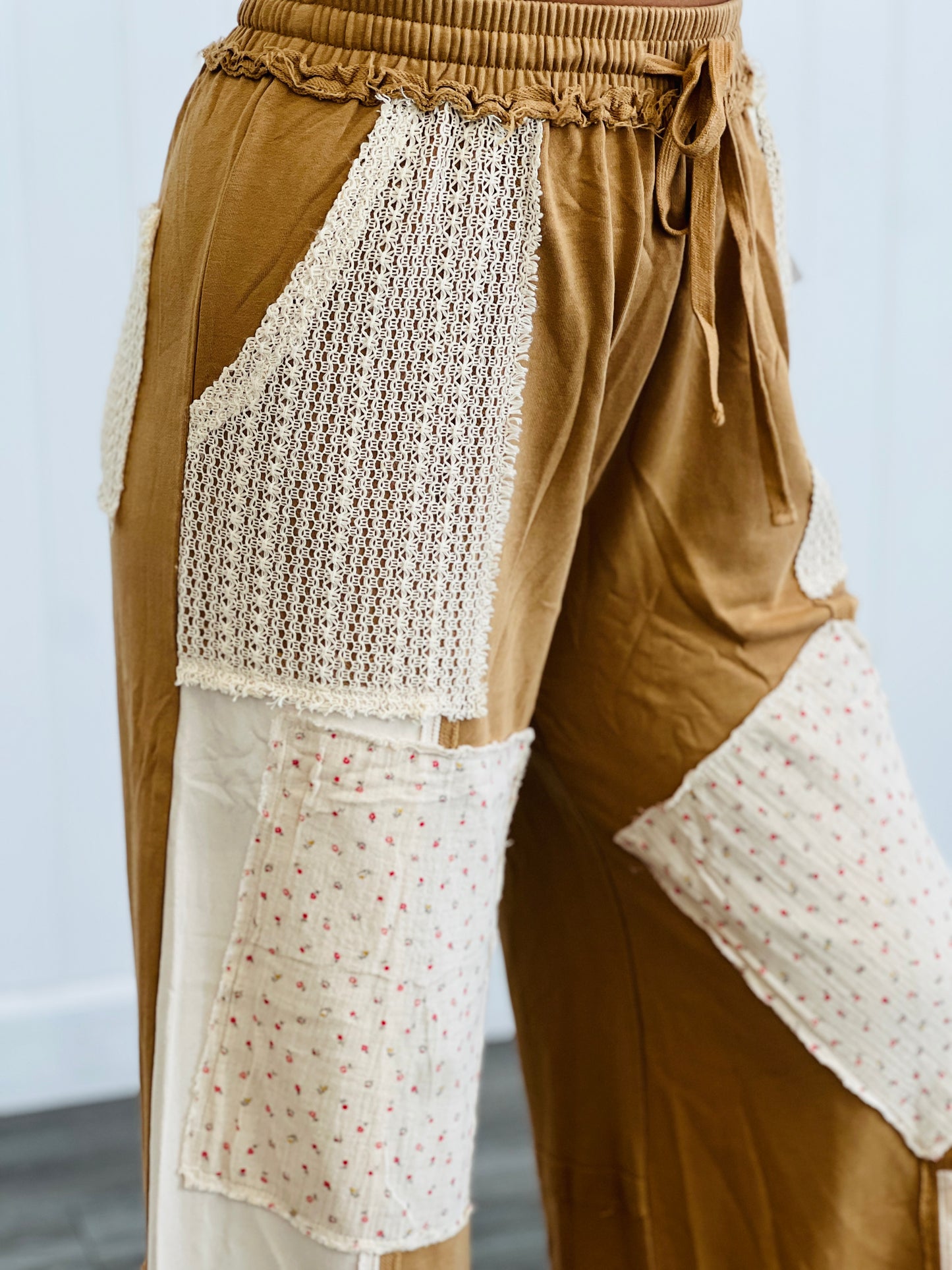 Dijon Mixed Patch Wide Leg Pants (Reg & Plus)