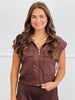 Brown Sleeveless Zip Up Top & Pants Set (Reg.)