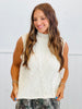 Cream Cable Detail Sleeveless Sweater Top (Reg.)