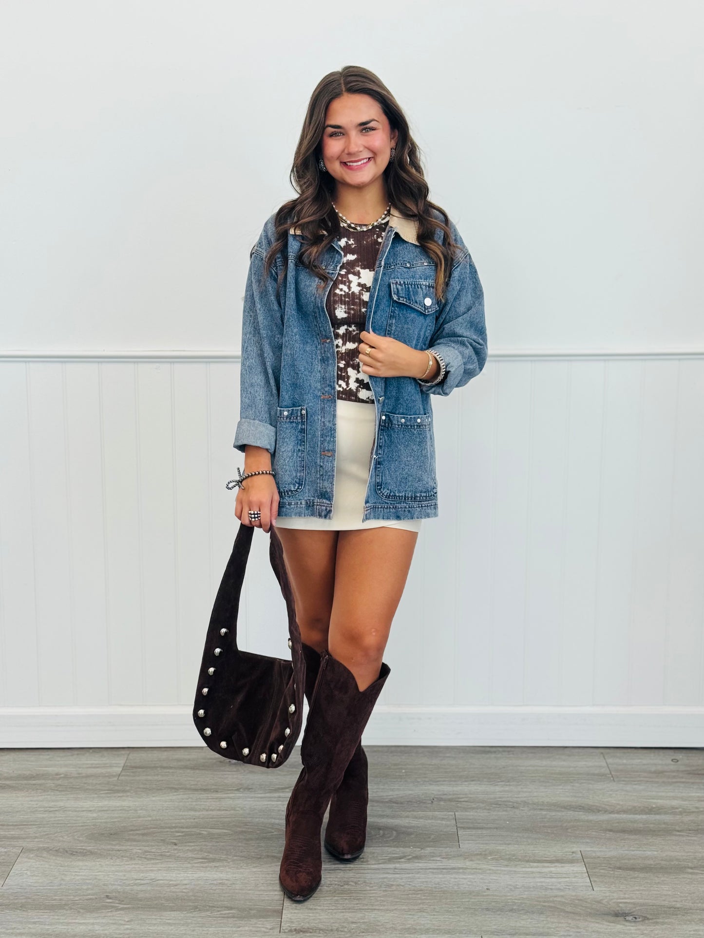 Denim Studded Barn Jacket (Reg.)