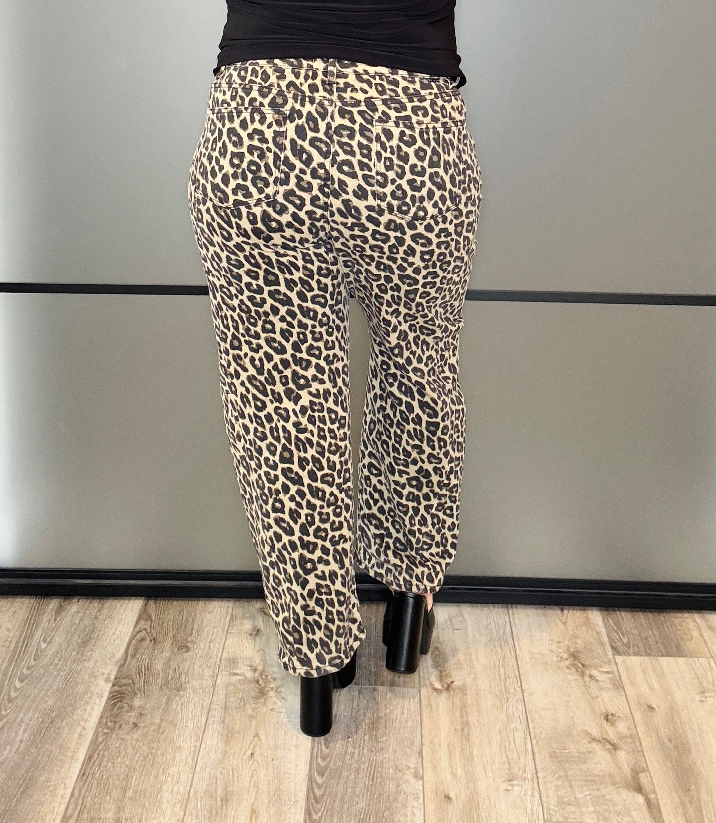 WR x Risen Leopard Love Barrel Jeans (Reg & Plus)