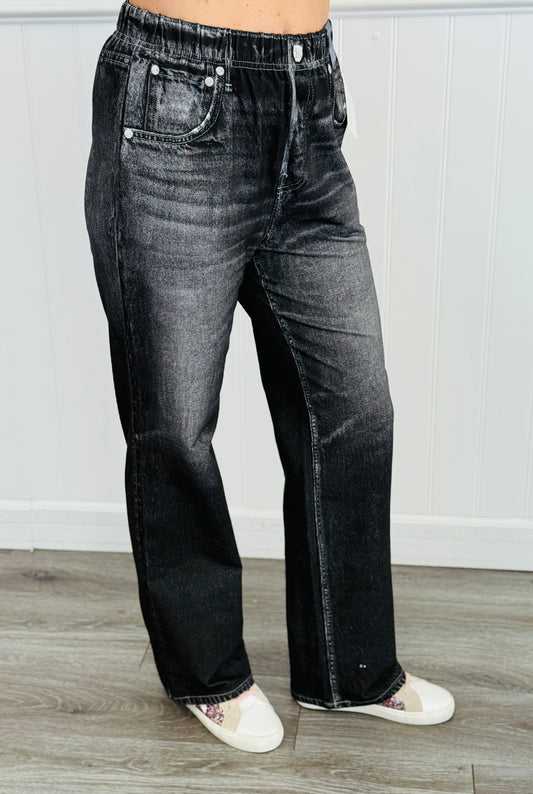 Dear Scarlett Charcoal Illusion Straight Leg Pants (Reg. and Plus)