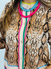Queen Of Sparkles Snake Print Rainbow Trim Button Up Cardigan (Reg. & Plus)