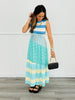 Sky Blue Multi Coloblock Striped Maxi Dress (Reg. and Plus)