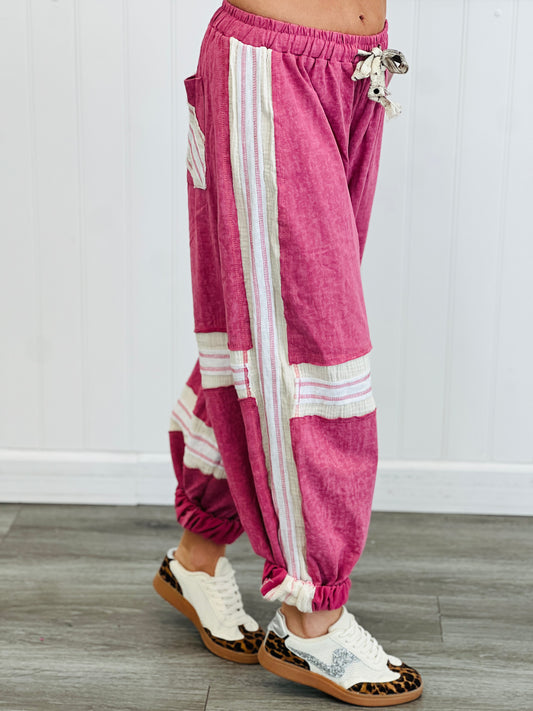 POL Cloud Pink Double Gauze Patch Jogger Pants (Reg.)