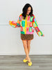 Queen Of Sparkles Multi Colorblock Logo Cardigan (Reg. & Plus)