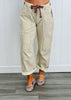 Oatmeal Striped Twill Barrel Pants (Reg & Plus)