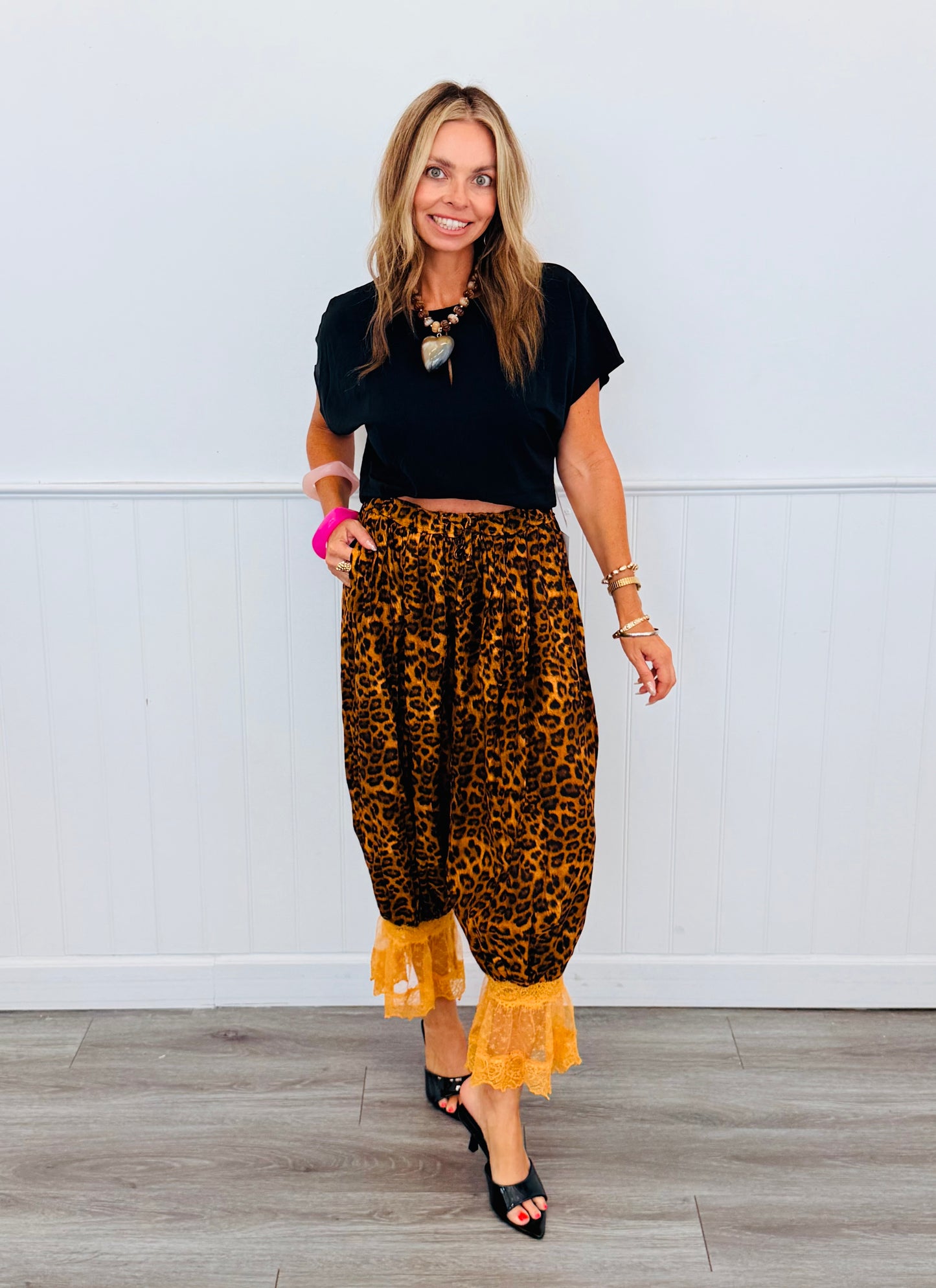 Black Front Slit Short Sleeve Blouse (Reg. and Plus)
