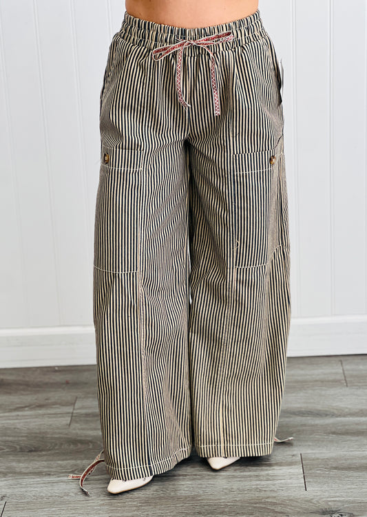 Latte Vintage Wash Stripe Pants (Reg.)