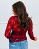 Burgundy Mesh Floral Print Lace Top (Reg. and Plus)