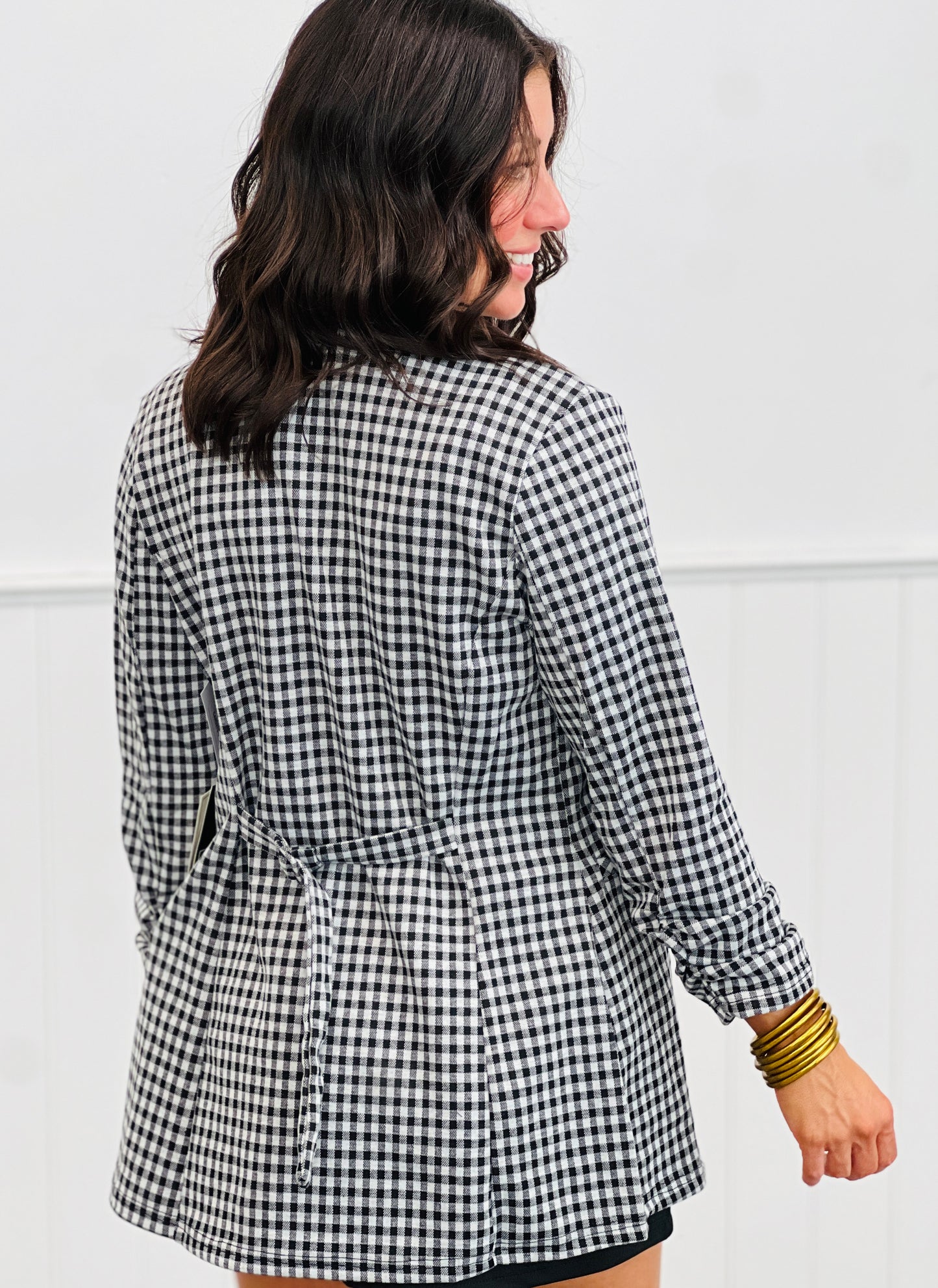 Black Gingham Buckle Back Blazer (Reg.)