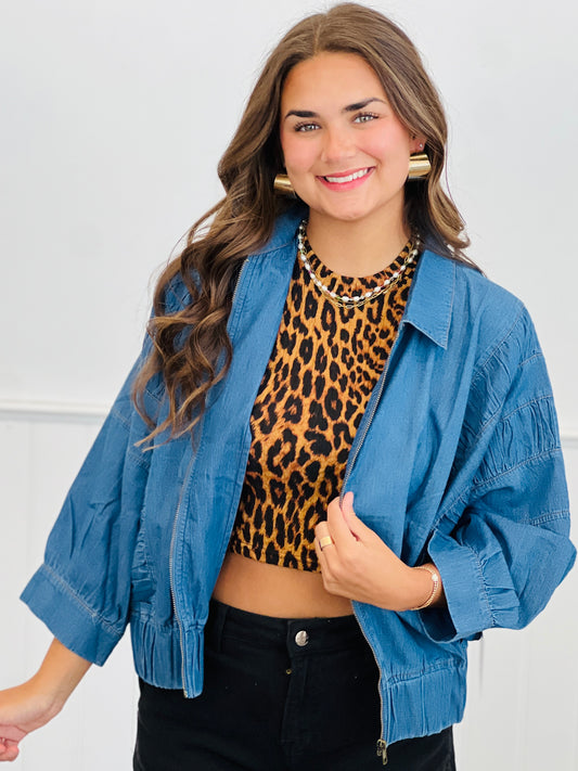 Lightweight Denim Zip It Jacket (Reg. & Plus)