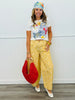 Yellow Denim Polka Dot Wide Leg Pants (Reg.)
