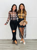 Plaid Check Long Sleeve Mesh Top (Reg & Plus)-2 Colors