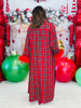 Queen Of Sparkles Plaid Rhinestone Feather Sleeve Dress (Reg. & Plus)