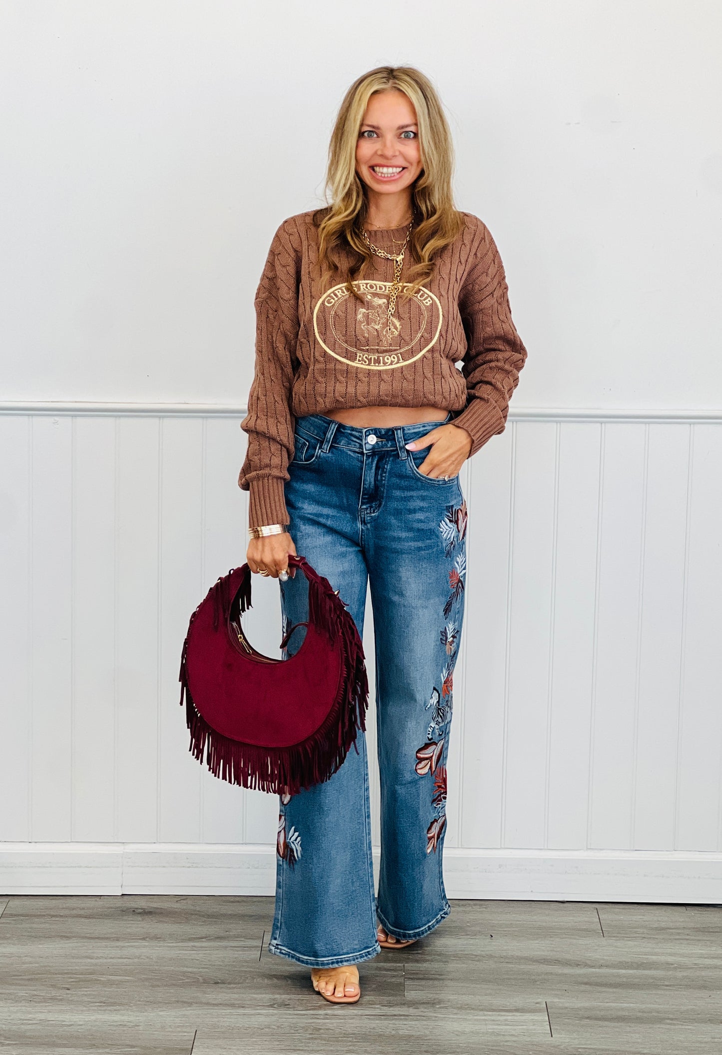 Savannah Sunset Embroidered Denim Pants (Reg.)