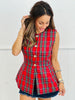 Plaid Button Up Vest Top (Reg.)-2 Colors