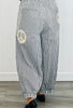 Black Peace Sign Pinstripe Palazzo Pants (Reg. and Plus)