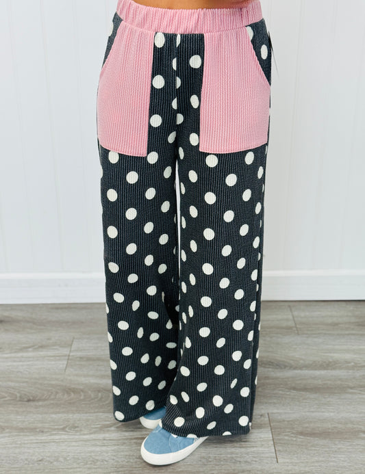 Black/Pink Polka Dot Pants (Reg. and Plus)