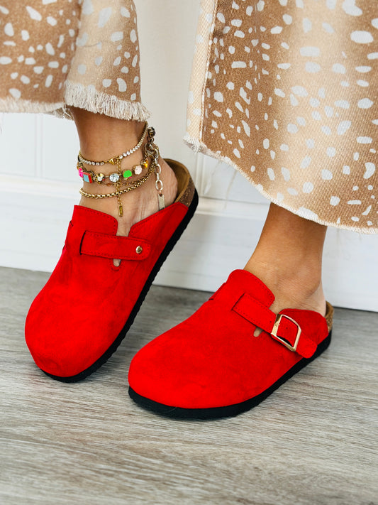 Red Ronan Buckle Mule