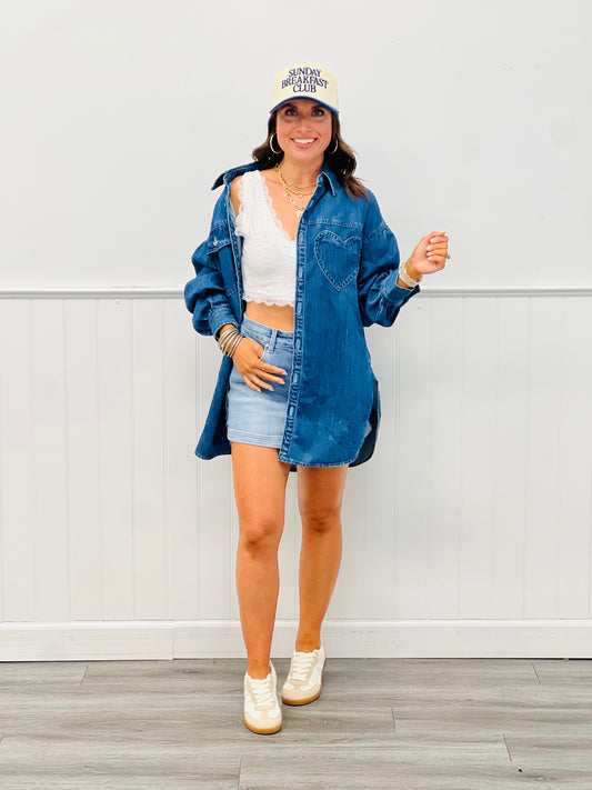 Indigo Denim Heart Pocket Shacket (Reg.)