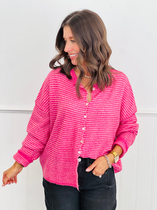 Bubblegum Mini Striped Gigi Cardigan (Reg.)
