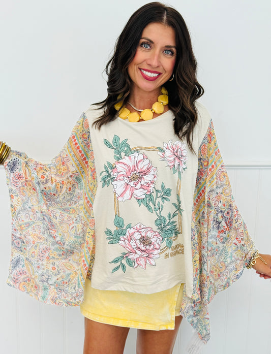 Floral Grow In Grace Kaftan Top (Reg.) - 2 Colors