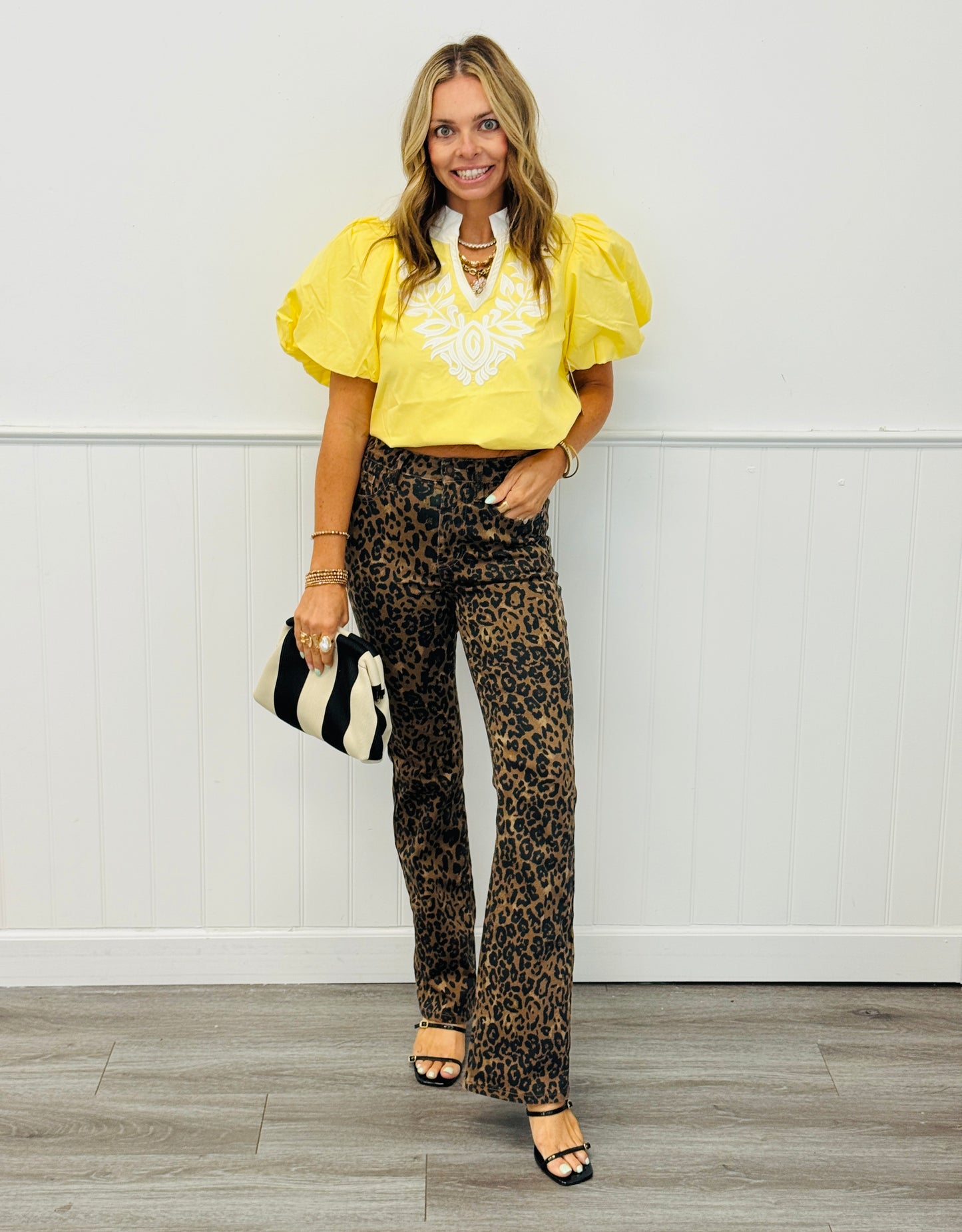 Yellow Baroque Applique Top (Reg.)