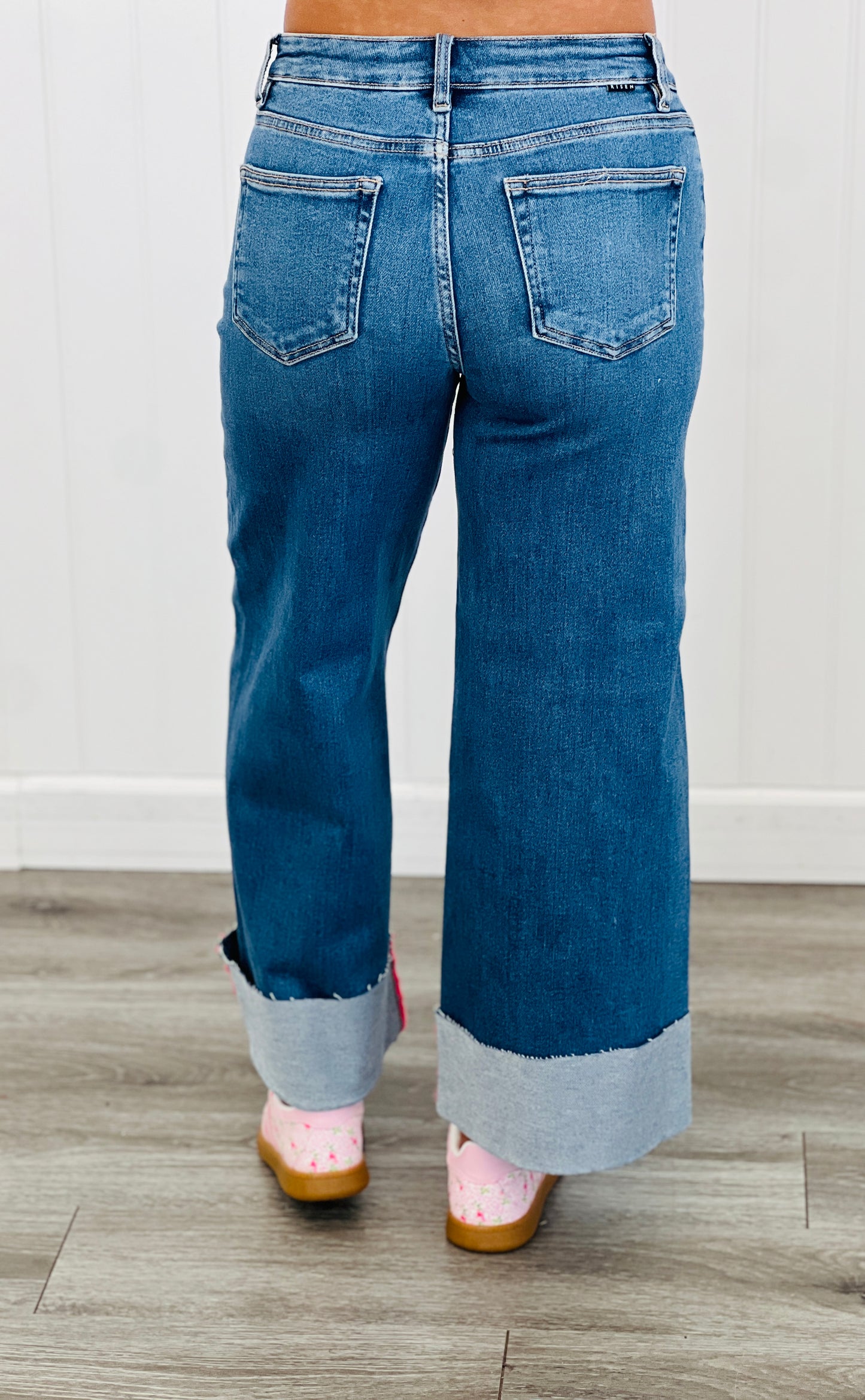 Risen Cuffed Up Wide Leg Jeans (Reg & Plus)