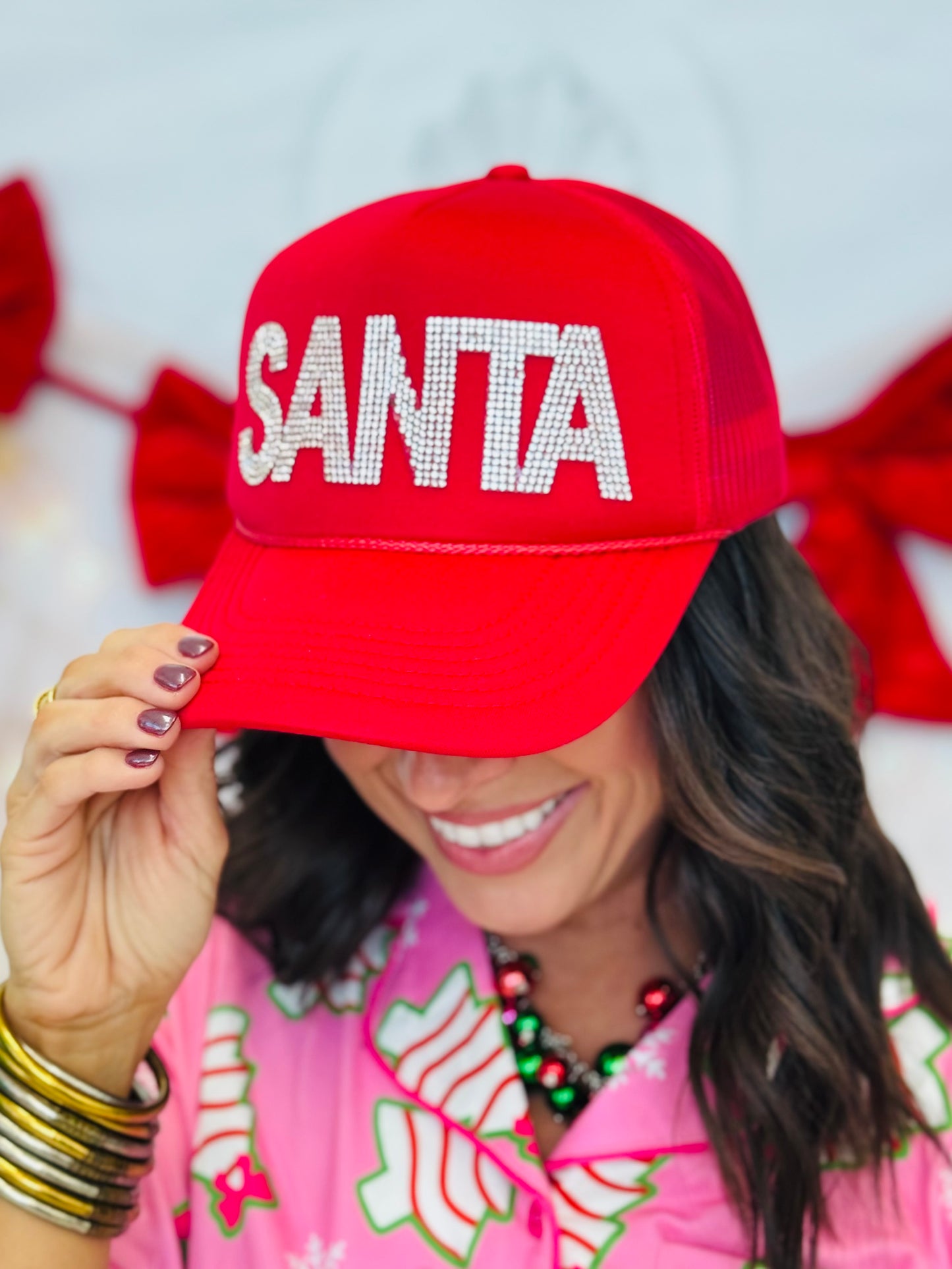 Red Bling Santa Trucker Hat