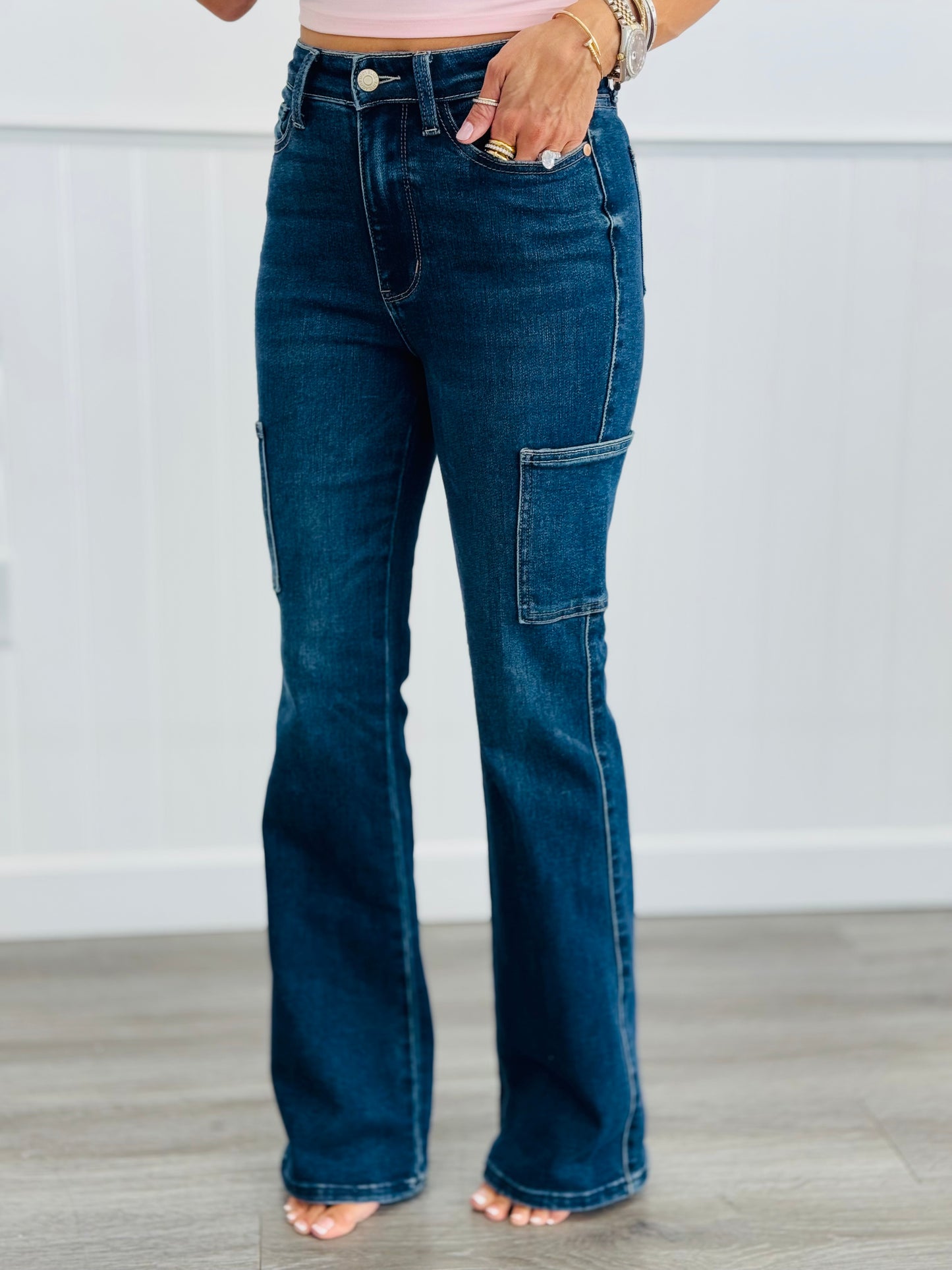 Judy Blue High Waist Cute Cargo Jeans (Reg. and Plus)