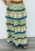 POL Sage Multi Palm & Border Print Maxi Skirt (Reg.)