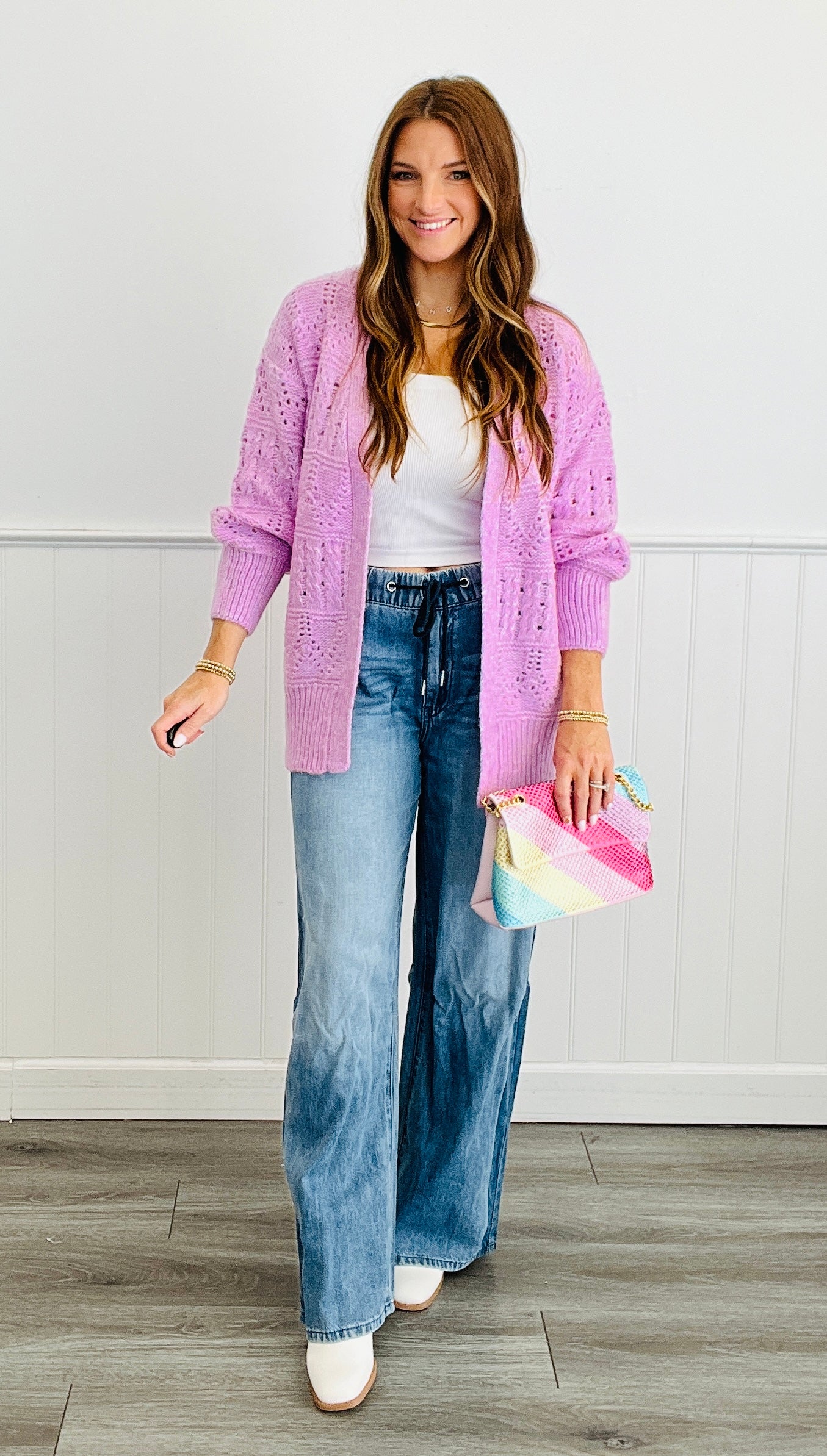 Crochet Knit Longline Cardigan (Reg.)-2 Colors