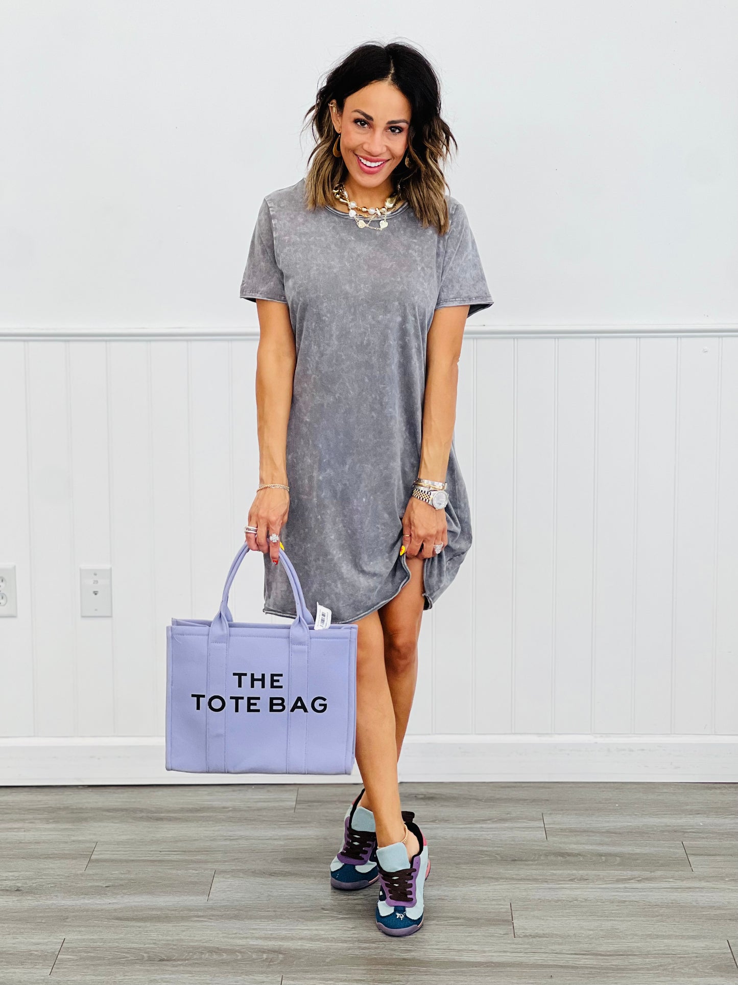 Mineral Washed Midi Dress (Reg. & Plus)- 2 Colors