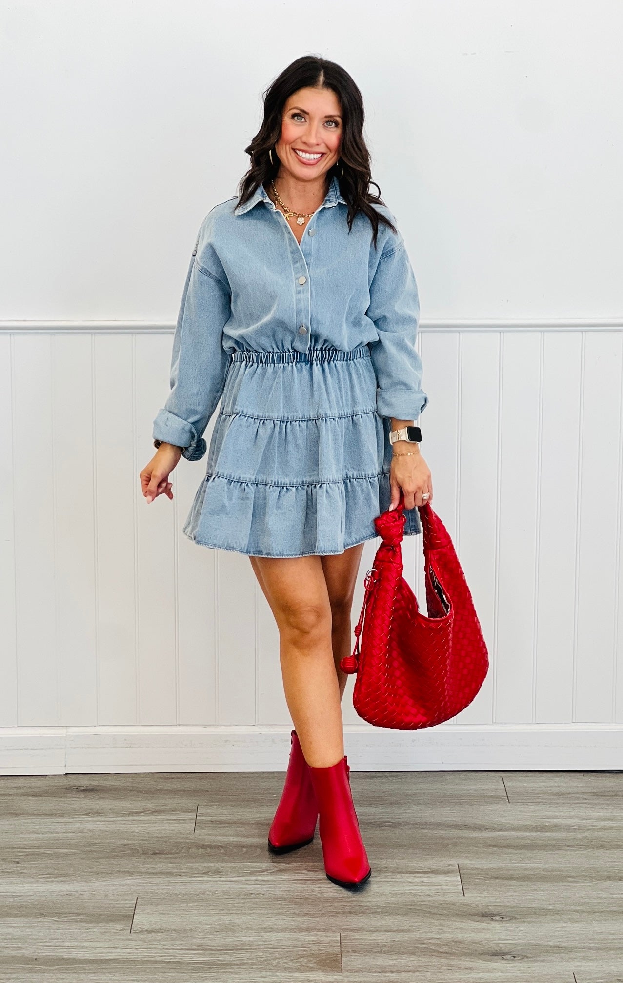 Denim Tiered Mini Dress (Reg.)
