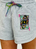 Queen Of Sparkles Grey Rainbow Tie & Logo Shorts (Reg. and Plus)