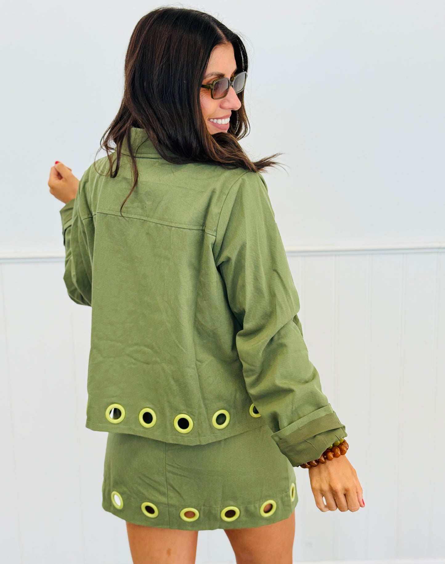 Olive Circle Grommets Jacket (Reg.)