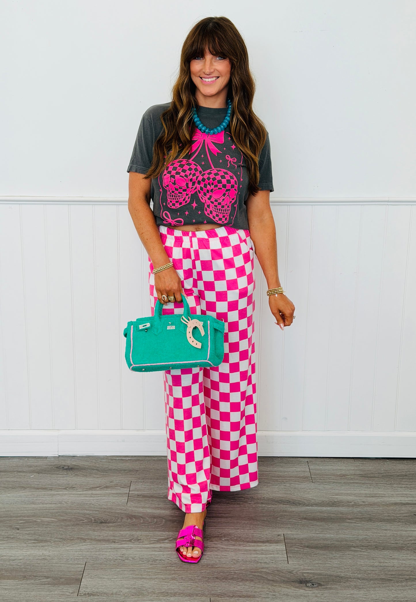 Checkered Skull Cherry Tee (Reg. and Plus)
