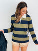 Bold Stripe Polo Sweater Top (Reg.)- 2 Colors