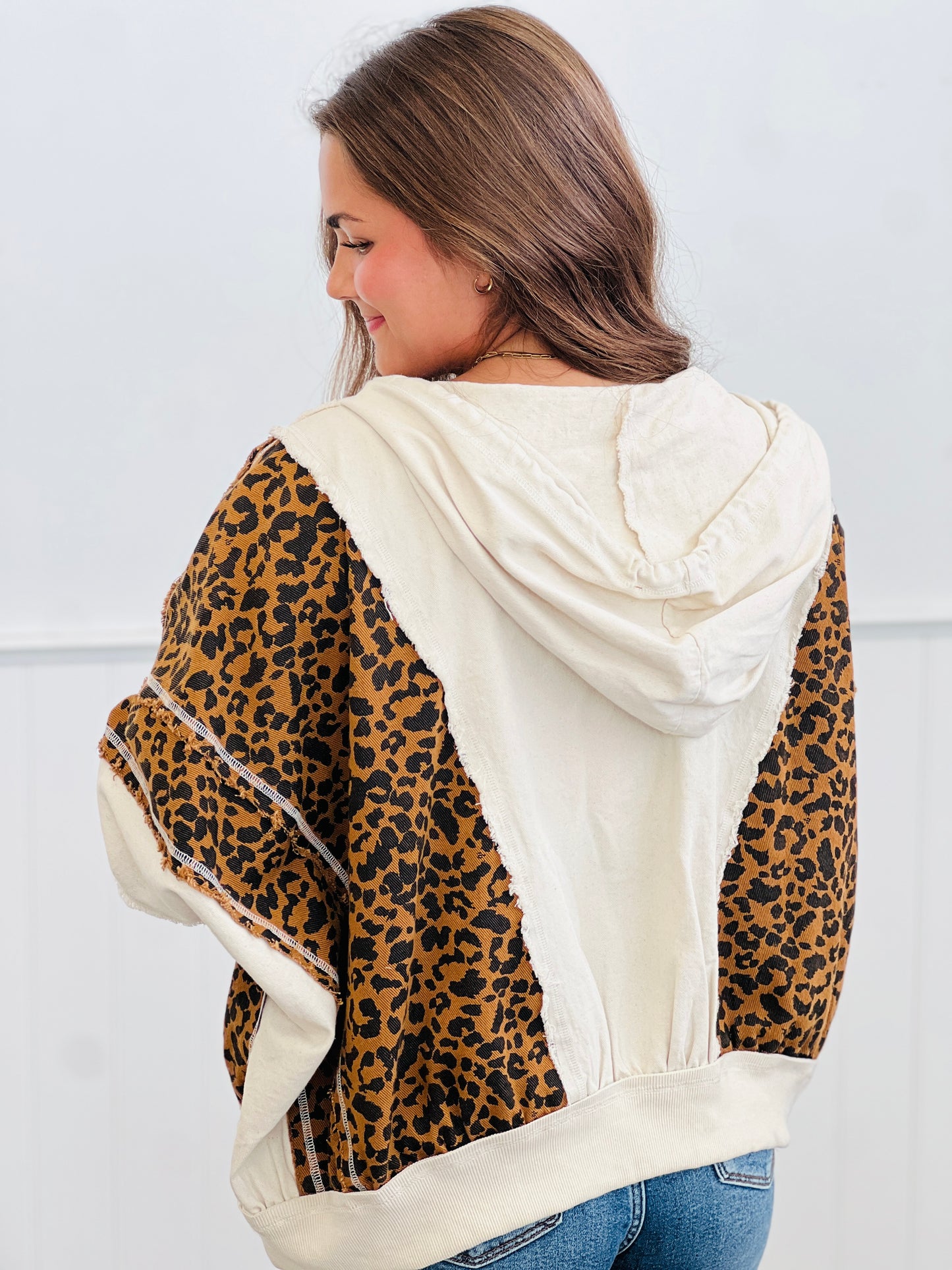 Washed Leopard & Oatmeal Hoodie Jacket (Reg.)