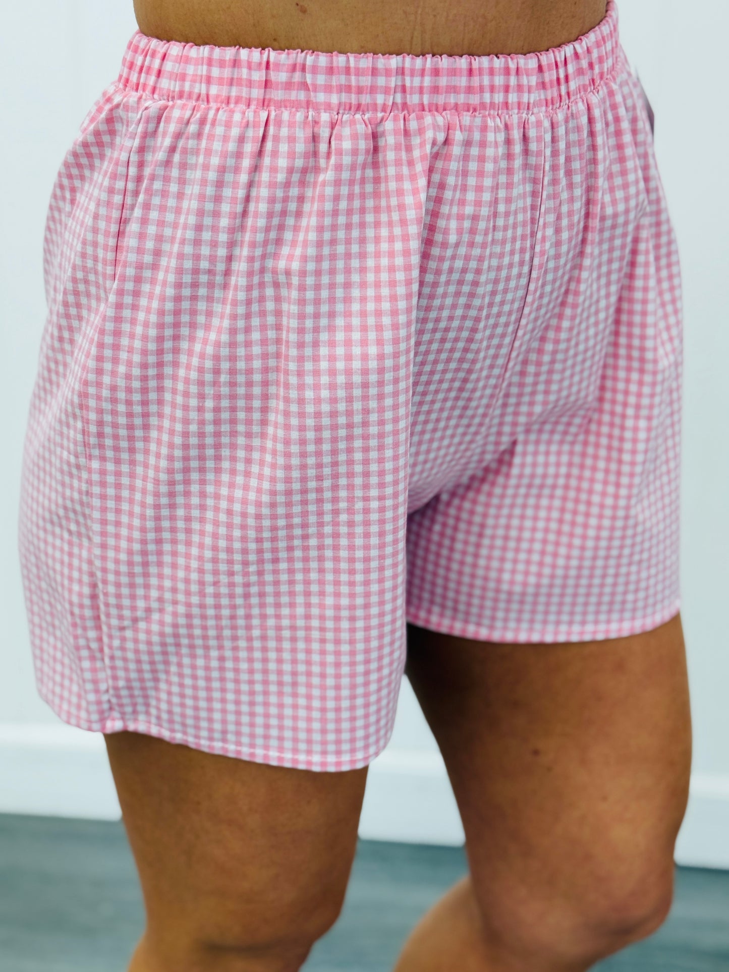 Gingham Elastic Waist Shorts (Reg & Plus)-4 Colors