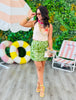 Cream Tropical Flower Print Mesh Halter Top (Reg.)