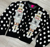 Queen Of Sparkles Black & White Polka Dot Nutcracker Cardigan (Reg. and Plus)