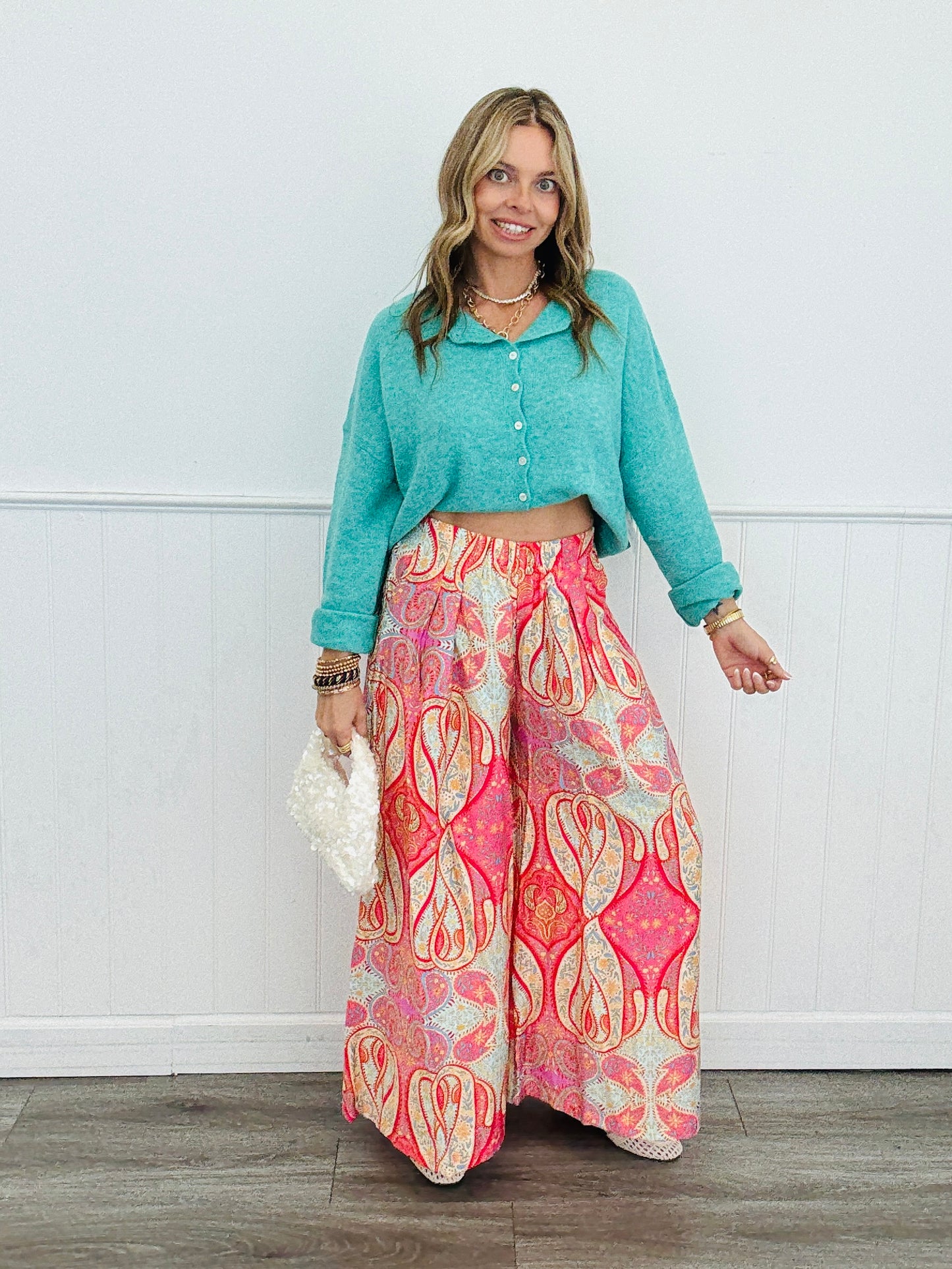 Turquoise Button Down Cardigan (Reg.)